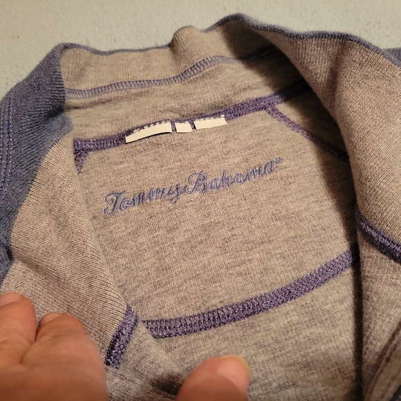 NEW TOMMY BAHAMA Flips yet Half Zip Blue/Gray Heather Reversible 2XL? Cotton - Picture 3 of 6